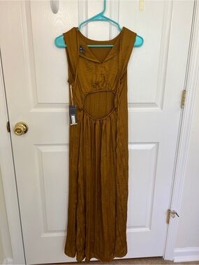 Worthington Sleeveless Maxi Dress in Mustard Brown
